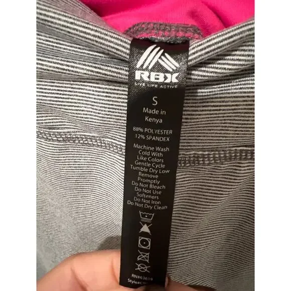 RBK, Full Length Leggings, Gray and White, Size S, 1066D - Picture 2 of 3